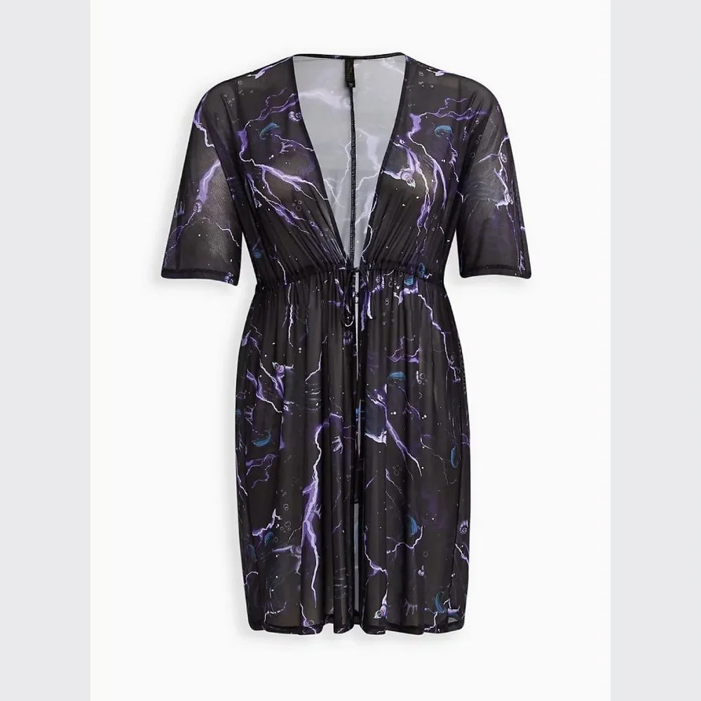 Torrid Disney The Little Mermaid Ursula Swim Kimono - Black - Picture 7 of 7